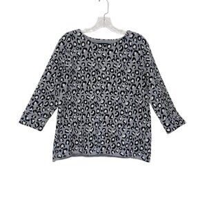 Tahari Leopard Animal Print 3/4 Cuffed Sleeve Sweater